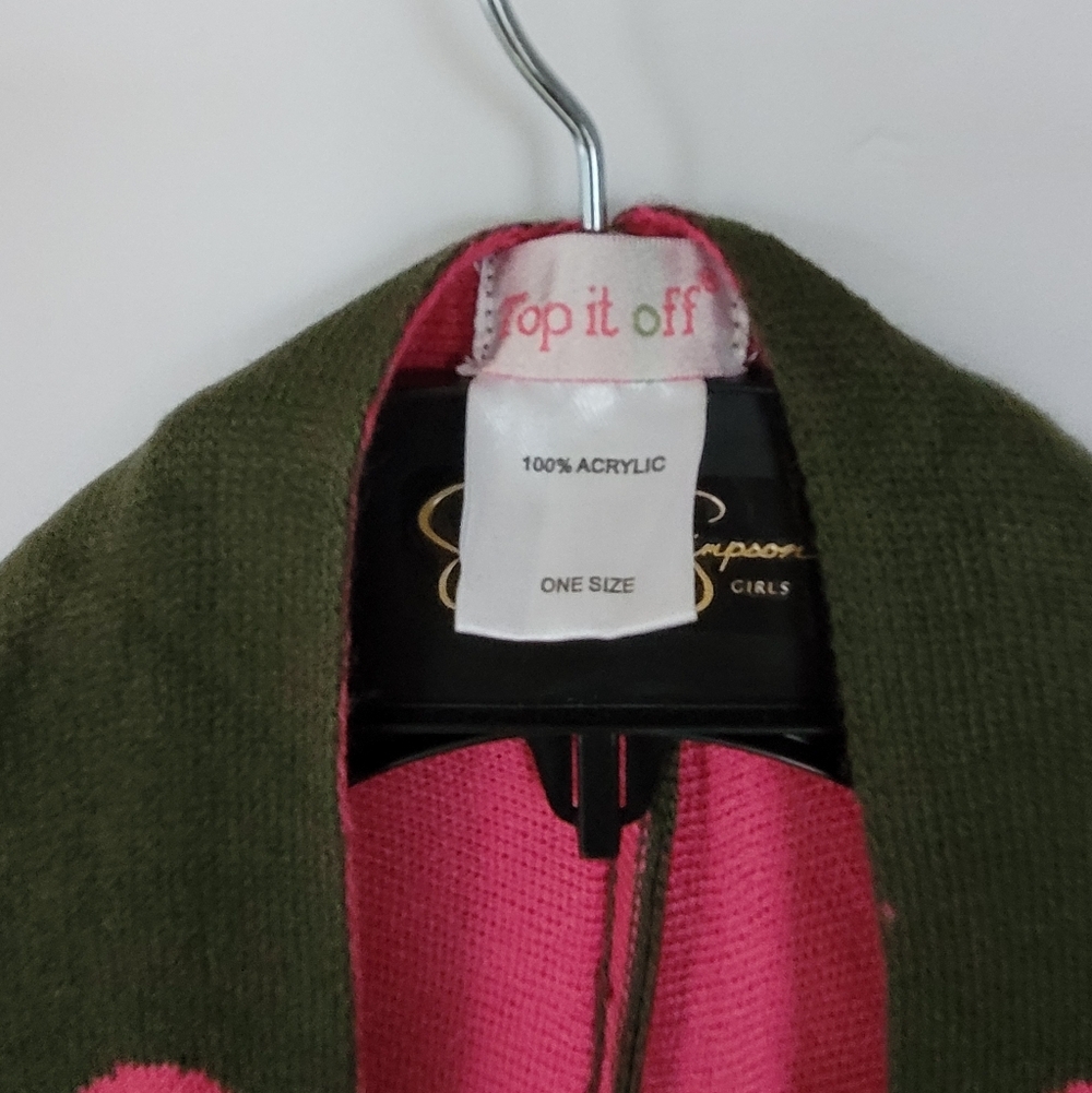TOP IT OFF Green and Pink Polka Dot Shawl Size OS - Picture 2 of 4